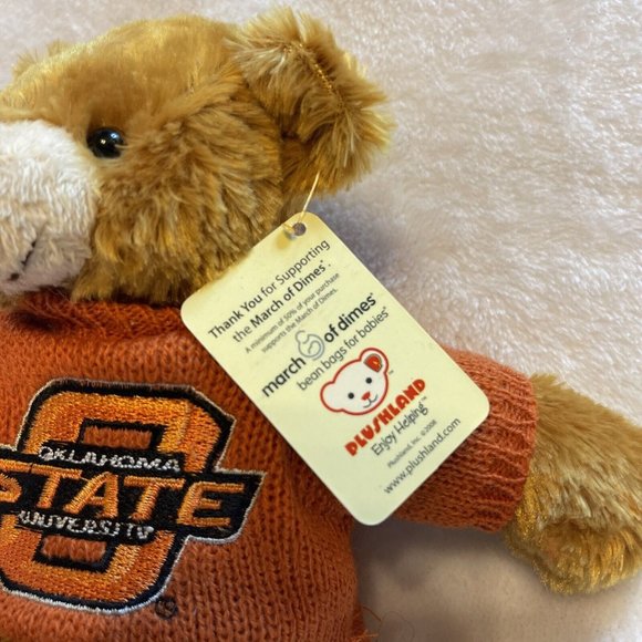 OSU Oklahoma State University plush bean bag bear in sweater March of Dimes - Picture 3 of 6